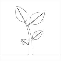 One Continuous Line Art of Natural Botanical Plant Elegant Minimal Nature Drawing vector