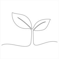 Continuous Line Art of Natural Botanical Plant Elegant Minimal Nature Drawing vector