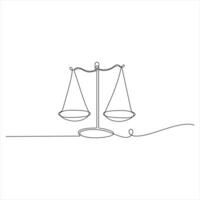 Minimalist Line Art of Law and Justice Balance Scale One Line Drawing vector