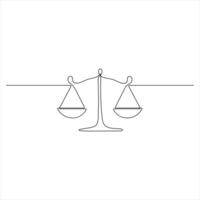 One Line Drawing of Balance Scale Law and Justice Concept Minimalist vector