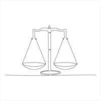 Continuous Line Drawing of Balance Scale Law and Justice Concept Minimalist vector