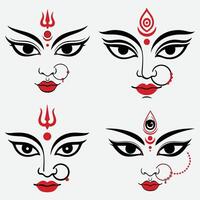 Illustration of goddess durga faces in various stylized and minimalist designs vector