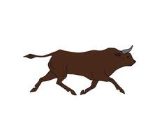 Hand drawn doodle sketch run bull vector
