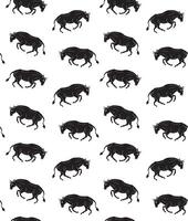 Seamless pattern of hand drawn doodle sketch running bull isolated on white background vector