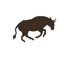 Hand drawn doodle sketch running bull isolated vector
