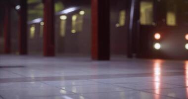 CGI Subway platform view with reflections and warm evening lighting video