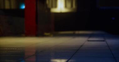 CGI Mysterious empty corridor with dim lighting and reflections on tiles video