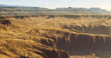 CGI Stunning landscape view of rugged canyons during golden hour in a remote area video