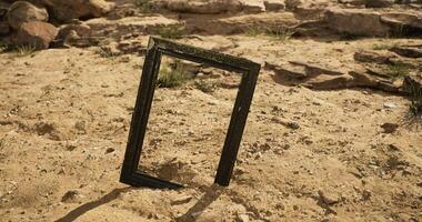 CGI Desert landscape featuring an empty frame standing on sandy terrain video