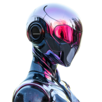High-Tech Android Robot with Reflective Silver Body on Transparent Background png