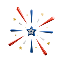 3d Fireworks, American Independence Day, 3d rendering on an isolated background png