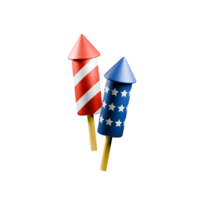 3D illustration of firecracker with American flag. US Independence Day. Firecracker. Symbol of patriotism. Isolated background. png