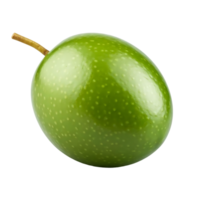 A single, smooth, bright green granadilla fruit with a stem, isolated on a transparent background. png