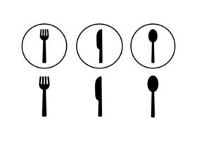 A set of icons of spoons, knives, and forks, each of which is isolated. They are used to create menus, infographics, web pages, and design. Stock illustration vector