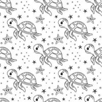 Seamless pattern with sea turtles on a light background. pattern with marine life. vector