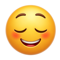 Smiling Emoji with Closed Eyes, Happy Face with Transparent Background, Isolated 3D Render of Joyful Expression, Digital Graphic Resource, Perfect for Design Projects. png