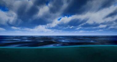 CGI Vast ocean view with dramatic clouds under a bright sky on a tranquil day video