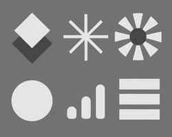 Abstract geometric shapes arranged in a modern minimalistic style on a gray backdrop. vector