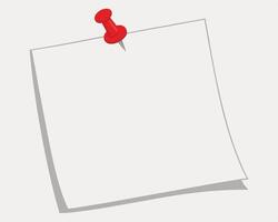 Blank white note secured by red push pin on light beige background illustration vector