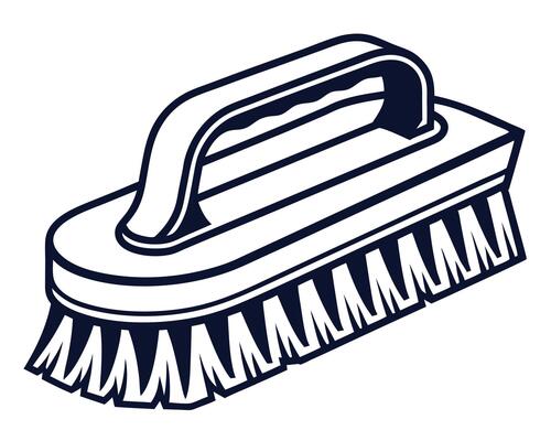 Clean illustration of a cleaning brush with handle isolated on white background for design elements
