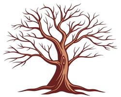 illustration of a bare tree with brown trunk and branches in a minimalist design vector