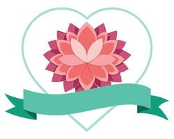 Elegant flower arrangement inside a heart shaped frame with a banner design element vector