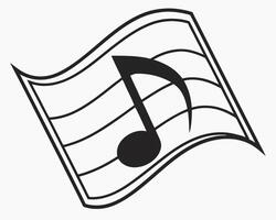 Black and white musical note on a staff symbol concept for music education and design projects vector