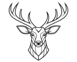 Geometric deer head illustration in black and white on a clean white background design vector