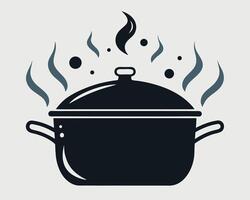 illustration of a steaming pot with lid on a light background for culinary designs vector
