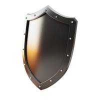 Metallic Grey Shield with Silver Rivets and Subtle Orange Gradient Isolated on a transparent background png