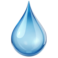 Single Translucent Light Blue Water Drop 3 D Render Isolated Against Black Background isolated on a transparent background png