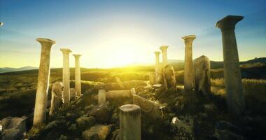 CGI Ancient ruins illuminated by sunrise in a serene landscape video