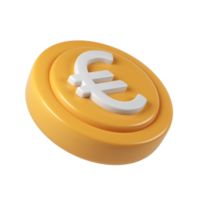 Golden 3d render icon euro coin spinning, metallic surface gleaming, digital rendering with transparent backdrop for financial graphic design png