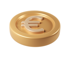 gleaming, 3d render icon euro coin spinning, metallic surface rendering digital design with transparent backdrop for financial graphic Golden png