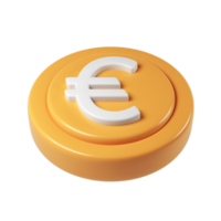 Golden 3d render icon euro coin spinning, metallic gleaming, surface digital rendering with transparent backdrop for financial graphic design png