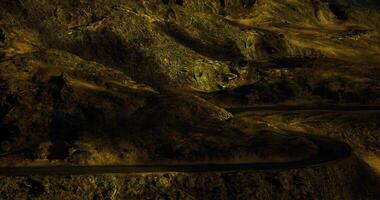 CGI Unique view of rugged terrain illuminated by golden light during sunset video