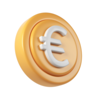 Golden 3d render icon euro coin spinning, metallic surface gleaming, digital rendering design transparent backdrop for financial graphic with png