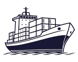 illustration of a cargo container ship transporting goods across the ocean for global trade vector