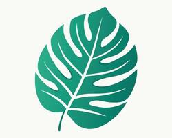 Vibrant green monstera leaf illustration featuring simple design and isolated on a clean white background vector
