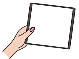 illustration of a hand holding a blank square frame perfect for designs and presentations vector