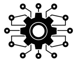 Conceptual illustration of digital gear and circuitry symbolizing technological processes vector