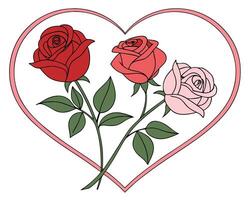 Three roses in heart shape illustration suitable for valentine's day and romantic concepts vector