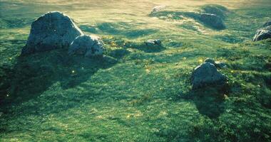 CGI Tranquil nature scene with glowing rocks in sunlight video