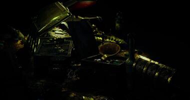 CGI An intriguing collection of treasures and artifacts fills the dark workspace video
