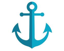 Simple illustration of a blue anchor icon representing maritime navigation on a white background. vector