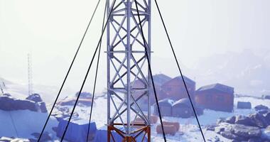 CGI Towers and structures amidst a snowy landscape in winter season video