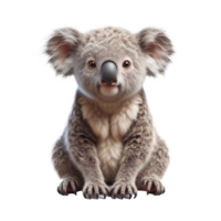 A young koala sits comfortably, displaying its soft, fluffy coat and curious eyes. This adorable marsupial appears ready for adventure in a serene setting png