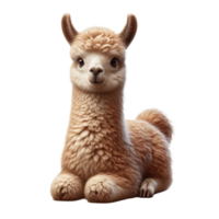 A young llama lies comfortably on a soft surface, displaying its fluffy coat and endearing expression. The setting emphasizes its playful and gentle nature, inviting a closer look png