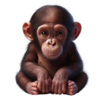 A baby monkey sits in a relaxed posture, gazing curiously. Its round face and small hands exhibit innocence and playfulness, highlighting the charm of young primates png