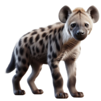 A young hyena cub stands playfully with soft fur and unique spots, showcasing curiosity and innocence in its natural environment during the day. The cub's charming expression adds to its allure png